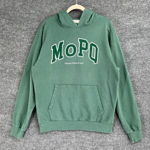 Museum of Peace & Quiet MoPQ Hoodie Pullover Sweatshirt Green Unisex M USA Made